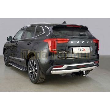 Защита задняя (овальная) 75х42 мм ТСС для Haval Jolion (1,5 л., 2WD) 2021-
