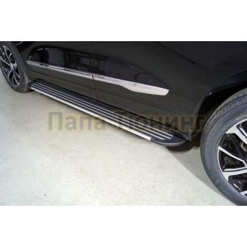 Пороги алюминиевые "Slim Line Silver" 1820 мм ТСС для Haval Jolion (1,5 л., 2WD) 2021-