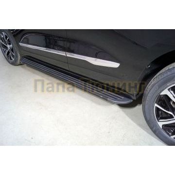 Пороги алюминиевые "Slim Line Black" 1820 мм ТСС для Haval Jolion (1,5 л., 2WD) 2021-