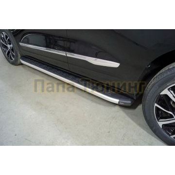 Пороги алюминиевые с пластиковой накладкой 1820 мм ТСС для Haval Jolion (1,5 л., 2WD) 2021-