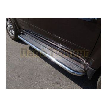 Пороги с площадкой (нерж. лист) 42,4 мм ТСС для Haval Jolion (1,5 л., 2WD) 2021-