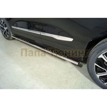Пороги овальные с проступью 75х42 мм ТСС для Haval Jolion (1,5 л., 2WD) 2021-
