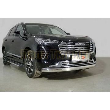 Защита передняя нижняя (овальная) 75х42 мм ТСС для Haval Jolion (1,5 л., 2WD) 2021-