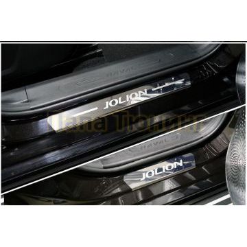 Накладки на пороги (лист зеркальный надпись Jolion) 4шт ТСС для Haval Jolion (1,5 л., 2WD) 2021- Накладки на пороги (лист зеркальный надпись Jolion) 4шт ТСС для Haval Jolion (1,5 л., 2WD) 2021-