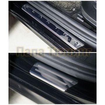 Накладки на пороги (лист зеркальный надпись Elantra) ТСС для Hyundai Elantra 2020- Накладки на пороги (лист зеркальный надпись Elantra) ТСС для Hyundai Elantra 2020-