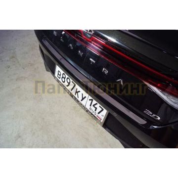 Накладка на задний бампер (лист зеркальный) ТСС для Hyundai Elantra 2020- Накладка на задний бампер (лист зеркальный) ТСС для Hyundai Elantra 2020-