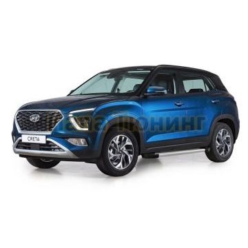 Пороги алюминиевые Rival Start для Hyundai Creta 2021-