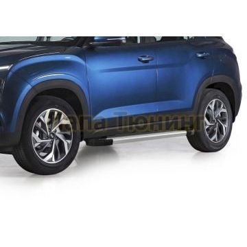 Пороги алюминиевые Rival Start для Hyundai Creta 2021-
