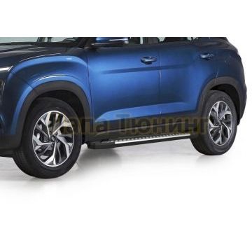 Пороги алюминиевые Rival BMW-Style V2 для Hyundai Creta 2021-