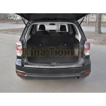 Накладка на задний бампер RUSSTAL (нерж., шлиф.,надпись) для Subaru Forester (SJ) 2016-2018