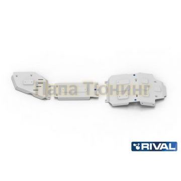 Комплект защит радиатор + картер + КПП + РК алюминий 4 мм RIVAL для Toyota Land Cruiser 300, V - 4.0; 3.5; без KDSS 2021-