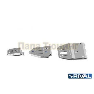 Комплект защит картер + КПП + топливный бак + редуктор алюминий 4 мм RIVAL для Hyundai Tucson, V - 2.0 (150 л.с.), 2.0d 2021-/Kia Sportage V 2022-