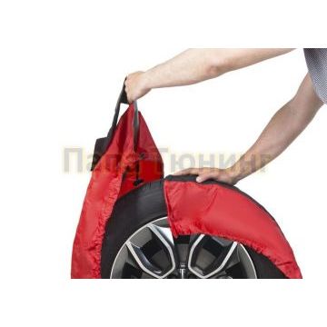 Чехлы для хранения автомобильных колес AutoFlex, 1 штука, Широкий, размер от 13” до 20”, цвет черный/красный