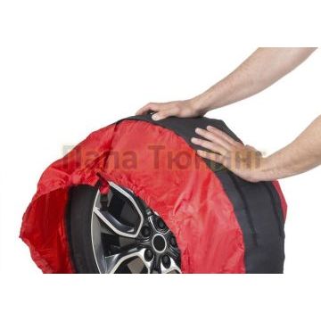 Чехлы для хранения автомобильных колес AutoFlex, 1 штука, Широкий, размер от 13” до 20”, цвет черный/красный