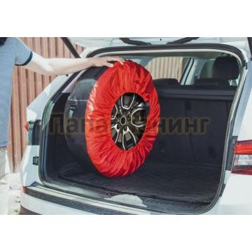 Чехлы для хранения автомобильных колес AutoFlex, 1 штука, Широкий, размер от 13” до 20”, цвет черный/красный