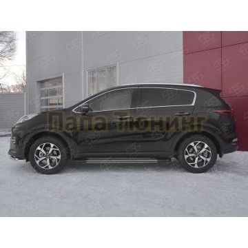 Пороги алюминиевые "Элеганс" РусСталь для Kia Sportage 2018-2021
