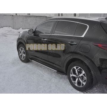 Пороги алюминиевые "Элеганс" РусСталь для Kia Sportage 2018-2021