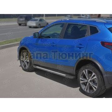 Пороги алюминиевые "Элеганс" РусСталь для Nissan Qashqai 2019-