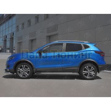 Пороги алюминиевые "Элеганс" РусСталь для Nissan Qashqai 2019-