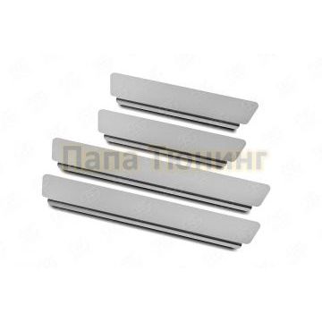 Накладки на пороги RUSSTAL (нерж., зеркало) для Hyundai Santa Fe 2021-