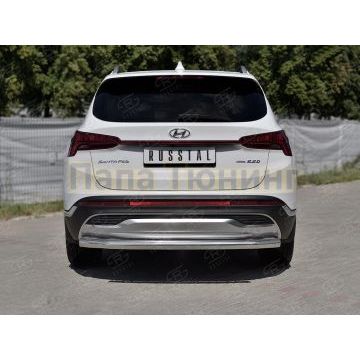 Защита заднего бампера d57 секции РусСталь для Hyundai Santa Fe 2021-