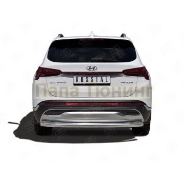 Защита заднего бампера d57 секции РусСталь для Hyundai Santa Fe 2021-