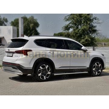Защита заднего бампера d57 секции РусСталь для Hyundai Santa Fe 2021-