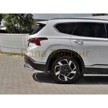 Защита заднего бампера d57 секции РусСталь для Hyundai Santa Fe 2021-