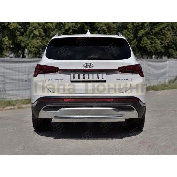 Защита заднего бампера 75х42 дуга РусСталь для Hyundai Santa Fe 2021-