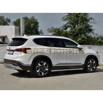 Защита заднего бампера 75х42 дуга РусСталь для Hyundai Santa Fe 2021-