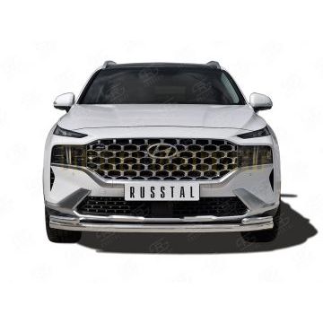Защита переднего бампера d57 секции-d42 уголки РусСталь для Hyundai Santa Fe 2021-