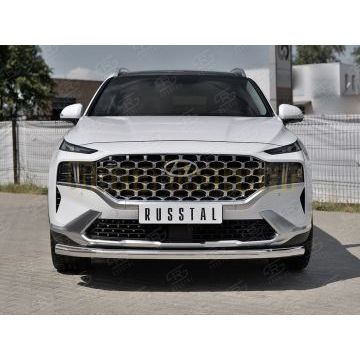 Защита переднего бампера d57 секции РусСталь для Hyundai Santa Fe 2021-