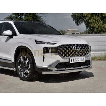 Защита переднего бампера d57 секции РусСталь для Hyundai Santa Fe 2021-