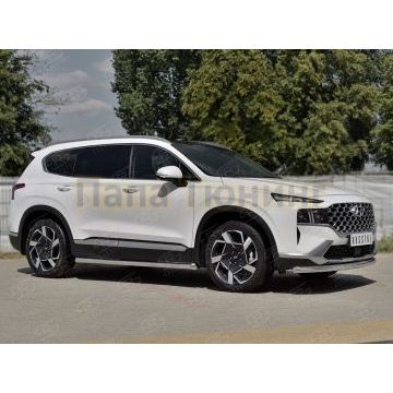 Защита переднего бампера d57 секции РусСталь для Hyundai Santa Fe 2021-