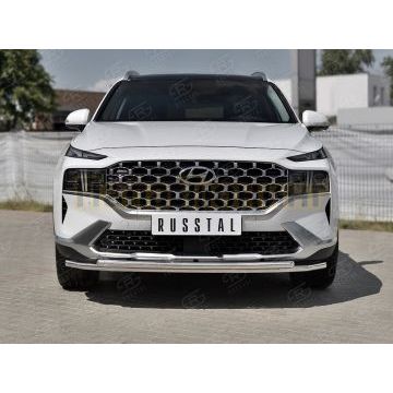 Защита переднего бампера d42 секции-d42 дуга РусСталь для Hyundai Santa Fe 2021-
