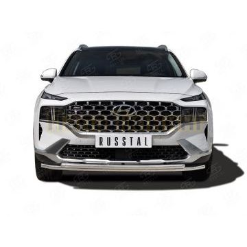 Защита переднего бампера d42 секции-d42 дуга РусСталь для Hyundai Santa Fe 2021-