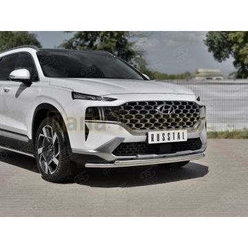 Защита переднего бампера d42 секции-d42 дуга РусСталь для Hyundai Santa Fe 2021-