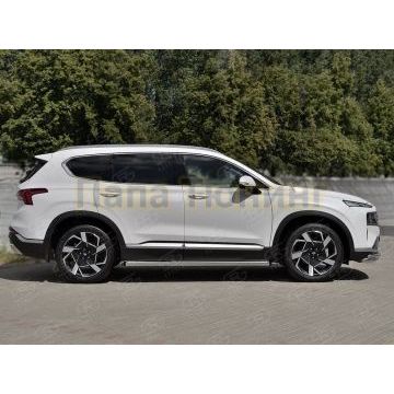 Пороги труба d57 секции (вариант 1) РусСталь для Hyundai Santa Fe 2021-