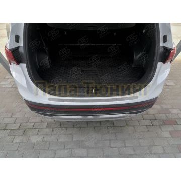 Накладка на задний бампер RUSSTAL (нерж., шлиф) для Hyundai Santa Fe 2021-