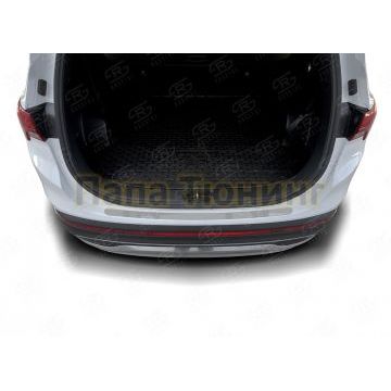 Накладка на задний бампер RUSSTAL (нерж., зеркало) для Hyundai Santa Fe 2021-
