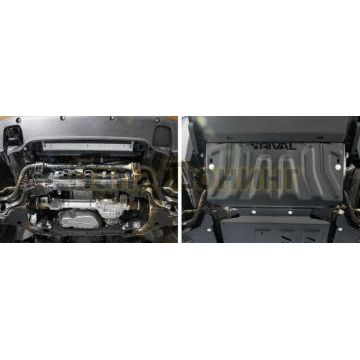 Защита радиатора сталь Rival для Nissan Navara, V - 2.5d; 3.0d 2005-2015/Nissan Pathfinder, V - 2.5d; 3.0d; 4.0 2005-2015/Mercedes-Benz X-Class, V - 2.3TD; 3.0D; полный привод 2018-