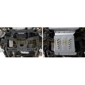 Защита КПП алюминий 6 мм Rival для Nissan Navara, V - 2.5d; 3.0d 2005-2015/Nissan Pathfinder, V - 2.5d; 3.0d; 4.0 2005-2015