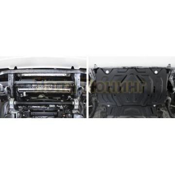 Защита радиатора сталь Rival для Fiat Fullback, V - 2.4d 2016-/Mitsubishi L200, V - 2.4d; 2,4d H.P. 2015-/Mitsubishi Pajero Sport, V - 3.0; 2.4d 2016-