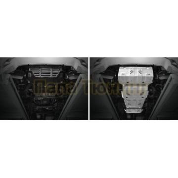 Комплект защит радиатор + картер + КПП + РК алюминий 4 мм Rival для Fiat Fullback, V - 2.4d 2016-/Mitsubishi L200, V - 2.4d; 2,4d H.P. 2015-/Mitsubishi Pajero Sport, V - 3.0; 2.4d 2016-