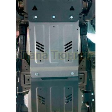 Защита КПП алюминий 6 мм Rival для Fiat Fullback, V - 2.4d 2016-/Mitsubishi L200, V - 2.4d; 2,4d H.P. 2015-/Mitsubishi Pajero Sport, V - 3.0; 2.4d 2016-