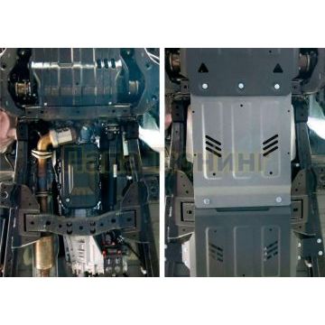 Защита КПП алюминий 6 мм Rival для Fiat Fullback, V - 2.4d 2016-/Mitsubishi L200, V - 2.4d; 2,4d H.P. 2015-/Mitsubishi Pajero Sport, V - 3.0; 2.4d 2016-