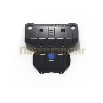 Защита радиатора + картера сталь Rival для Toyota Fortuner, V - 2.8d; 2.7; полный привод 2017-/Toyota Hilux, V - 2.4d; 2.8d; полный привод 2015-