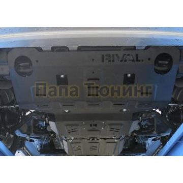 Защита радиатора + картера сталь Rival для Toyota Fortuner, V - 2.8d; 2.7; полный привод 2017-/Toyota Hilux, V - 2.4d; 2.8d; полный привод 2015-
