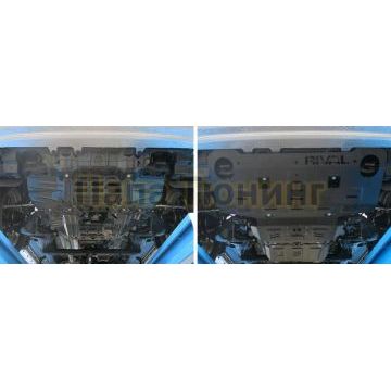 Защита радиатора + картера сталь Rival для Toyota Fortuner, V - 2.8d; 2.7; полный привод 2017-/Toyota Hilux, V - 2.4d; 2.8d; полный привод 2015-