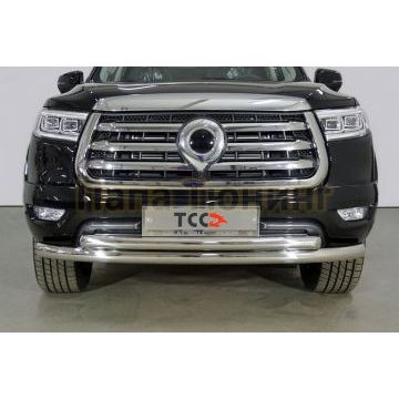 Защита передняя нижняя (двойная) 76,1/60,3 мм ТСС для Great Wall POER 2.0TD 4WD 2021-